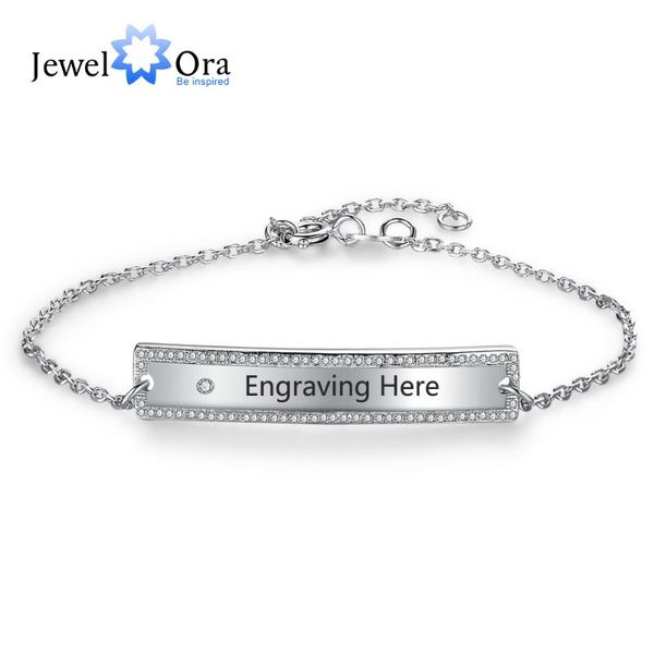

link, chain personalized gift nameplate bar bracelets & bangles custom name engraved link for women (jewelora ba102454), Black