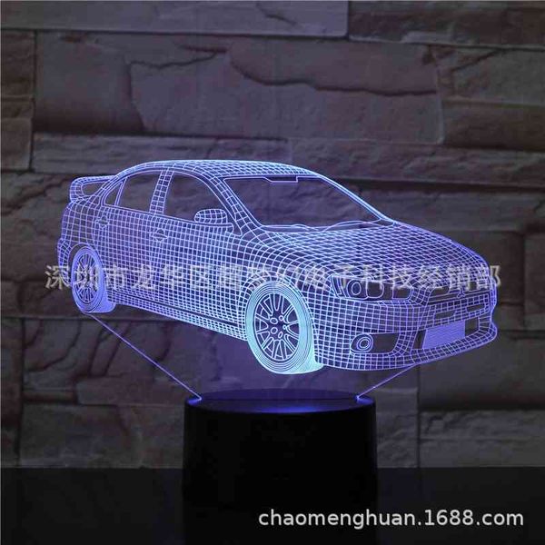 

2021selling 3d small night light car series led seven color stereo illusion table lamp home bedroom decoration