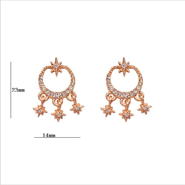 

ear-pin korea temperament simple micro-studded star tassel earring month advanced sense stud, Golden;silver