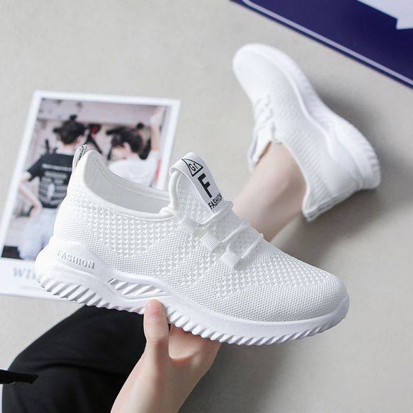

Casual shoes Flying mesh sports shoes female student 2021 spring and summer new women's Korean fashion Casual small white breathable HCID, Df-0001 white