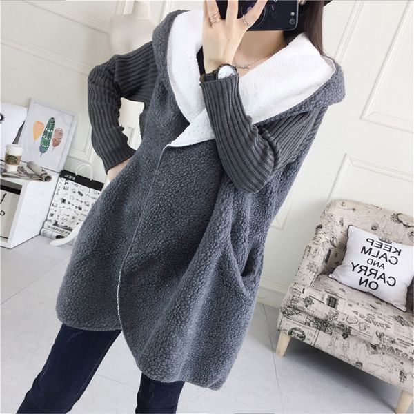 

women's coat color woolen flush jacket thicken style outerwear, Black