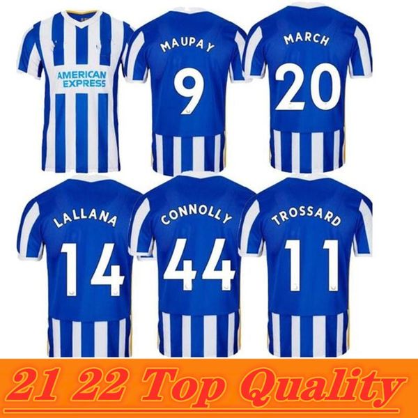 

21 22 hove albion 2021 soccer jerseys home maupay lallana dunk football shirtconnolly trossard men jersey uniforms, Black;yellow