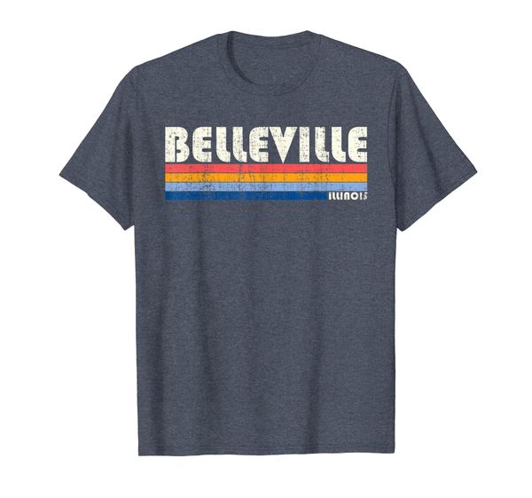 

vintage 70s 80s style belleville il t-shirt, White;black