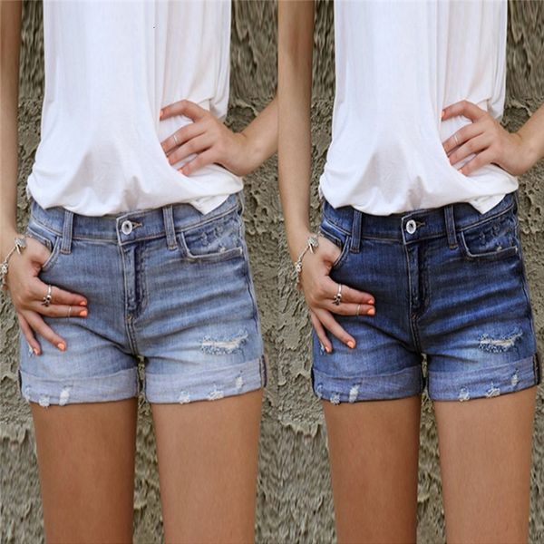 

women's shorts vintage ripped hole fringe blue denim women casual button pocket jeans style 3rx9, White;black
