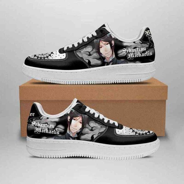 

diy anime shoes black butler sebastian michaelis sneakers casual running sport walking lightweight tennis