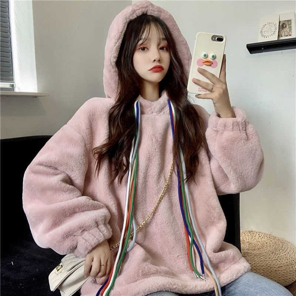 

women's hoodies & sweatshirts winter autumn women long slevee pullover sweatshirt soft warm kawaii cute pink fashion female casual, Black
