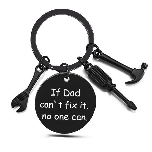 

keychains trendy father's day keychain if dad can`t fix it stainless steel hammer screwdriver wrench tool creative gifts for papa, Silver