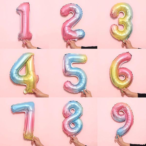 

party decoration happy birthday balloons rainbow gradient theme foil 16 inch wedding