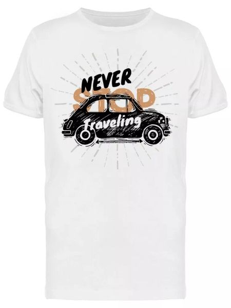 

never straveling car men's tee -image by shutterstock, White;black