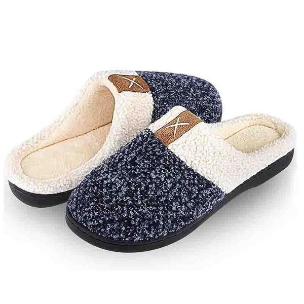 

winter home cotton slippers, women's thickened indoor comfortable warm large size slippers, Black