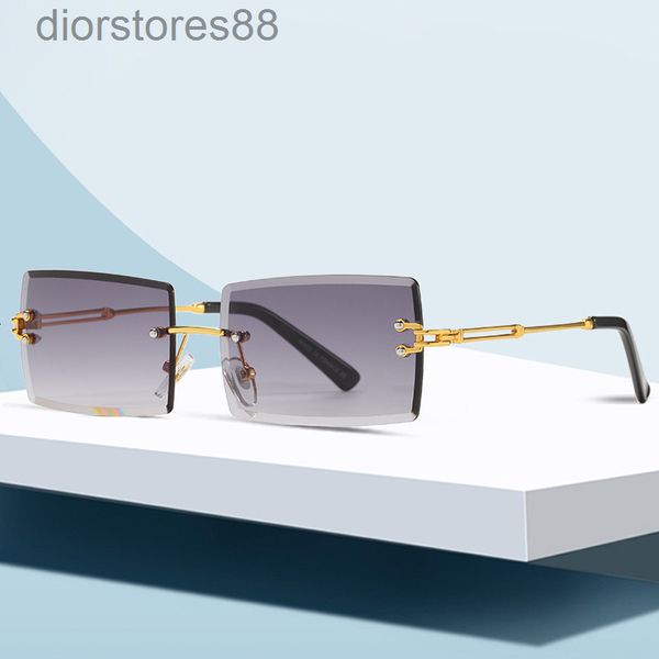 

sunglass glasses square rimless cut edge es women's gradient color fashion street, White;black