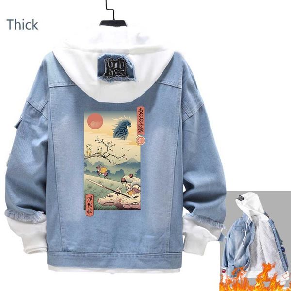 

men's jackets wolf princess jean men hip hop harajuku autumn winter casual clothing vintage denim jacket jeans sportswear, Black;brown