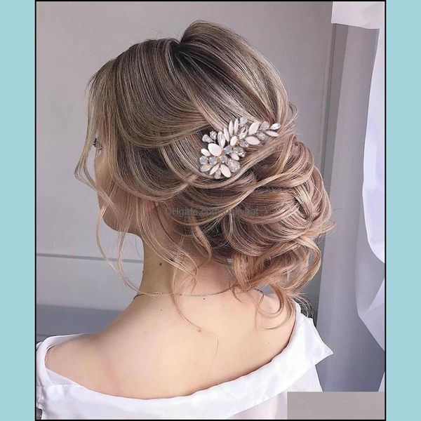 Clips Haarspangen SchmuckOpal Diamant und Strass Hochzeit Accessoires Braut Kopfbedeckung mit Kamm Mädchen Abschlussball Schmuck Tiara Frauen Haarschmuck