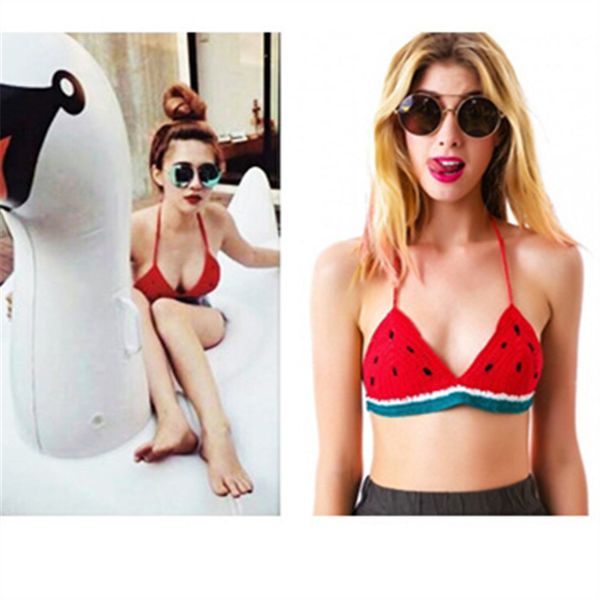 

bikini fresh watermelon hand crochet women's swimsuit, White;black