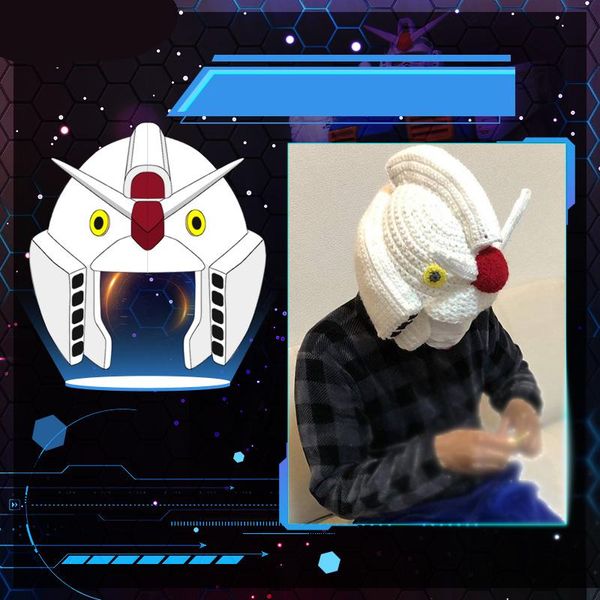 

party masks 1pcs handmade japan mobile suit gundam anime gandamu cosplay accessories creative hat cap winter warm knitted for boy girl