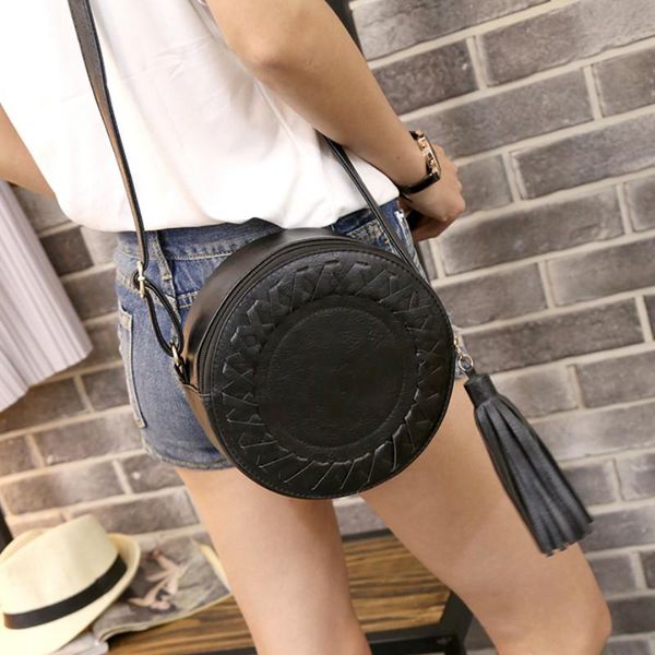 

evening bags woman round casual shoulder bag female adjustable braided tassel small lady versatile funny bolsa feminina 2021