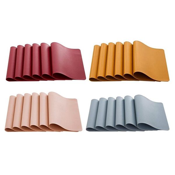 

mats & pads 6pack placemats leather table heat resistant easy to clean waterproof place for kitchen dining