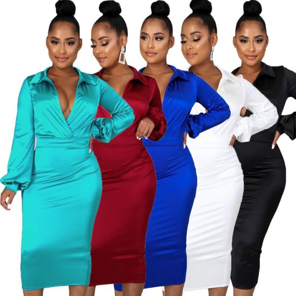 

casual dresses women party skirt sets 2021 autumn lantern sleeves fashion v-neck bodysuit slim waist bodycon two piece skirts nightclub, Black;gray