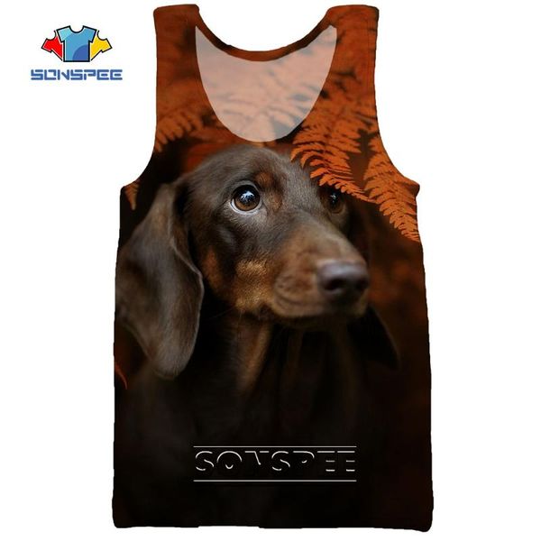 

men' tank sonspee 3d print animal dog dachshund summer beach sea casual bodybuilding gym muscle sleeveless vest clothing, White;black