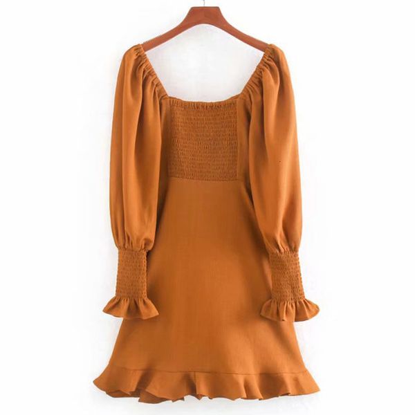 

dresses square collar waist slimming ruffled lantern sleeve female new spring chic women's dress, Black;gray