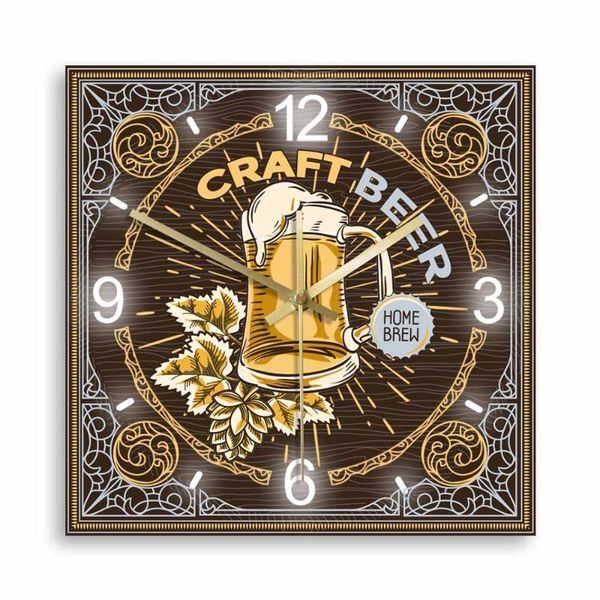 

wall clocks craft beer brewery time silent square clock retro printed home brew man cave dÃ©cor watch lover gifts