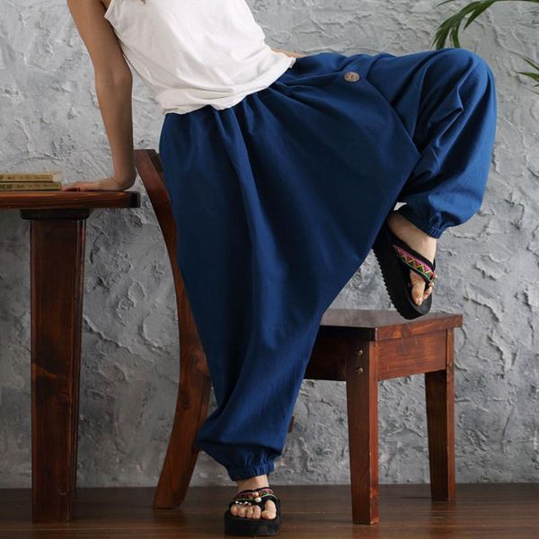 

women's pants & capris 2021 boho harem women casual baggy elastic waist cross-pants drop crotch gypsy hippie female slacks trousers pan, Black;white