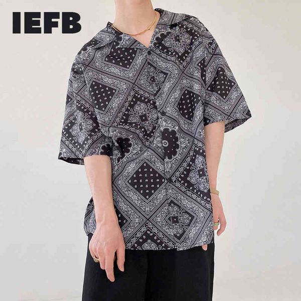 

iefb short sleeve oversize shirt men's summer shirt harajuku style vintage cashew flower print loose big size male 9y6987 210524, White;black