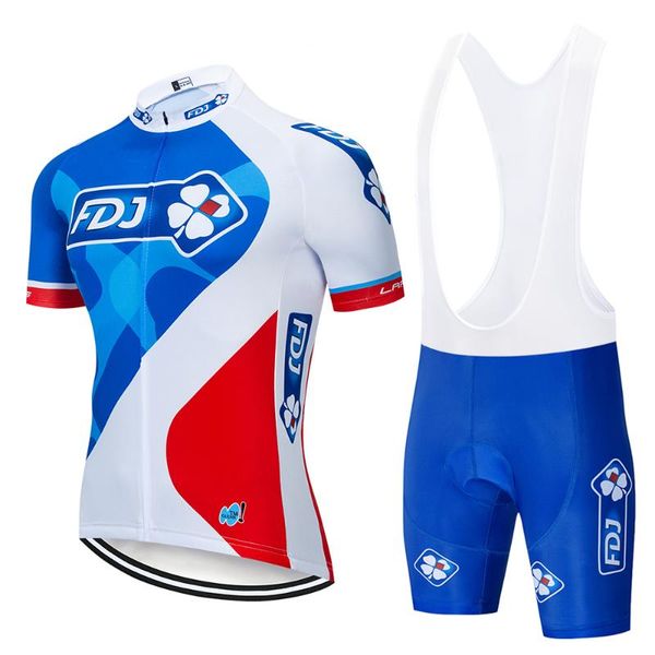 

racing sets 2021 pro team short sleeves fdj cycling jerseys bicycle maillot breathable ropa ciclismo mtb bike clothes 20d gel, Black;blue