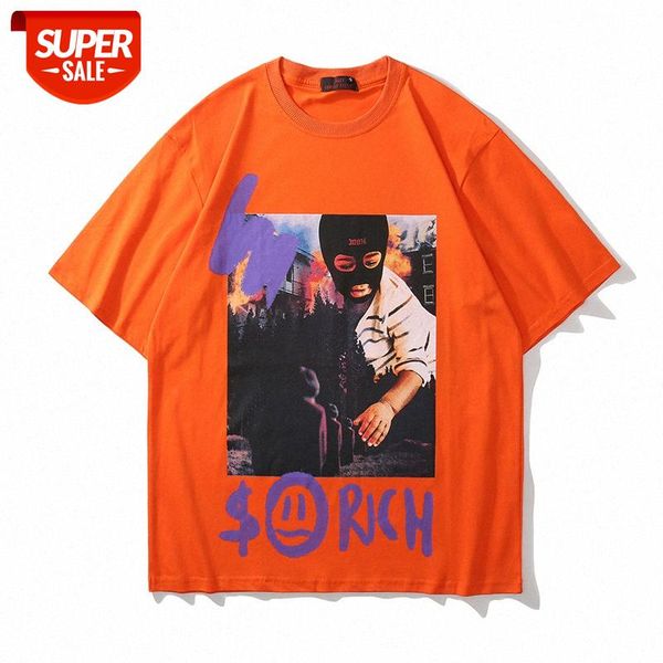 

american high street hipster p print t-shirt loose letters characters graffiti round neck short sleeve tee men and women #cr74, White;black