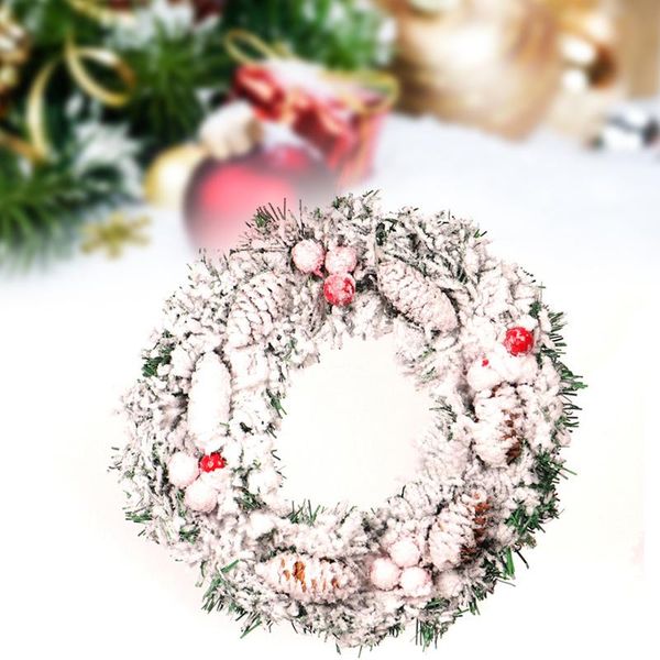 

decorative flowers & wreaths christmas decoration wreath flocking pine snow spray pvc pendant home window holiday props k888