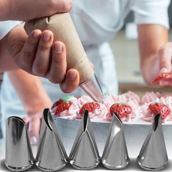 

5pcs/set austin rose petals stainless steel icing piping nozzles fondant cake decorating pastry sets tools bakeware baking &