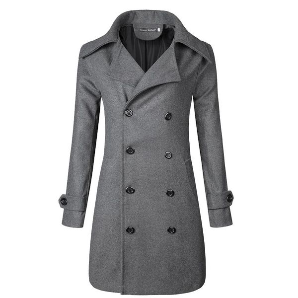 

men's wool & blends 2021 winter coat men leisure long sections woolen coats casual fashion jackets/casual overcoat f82608, Black