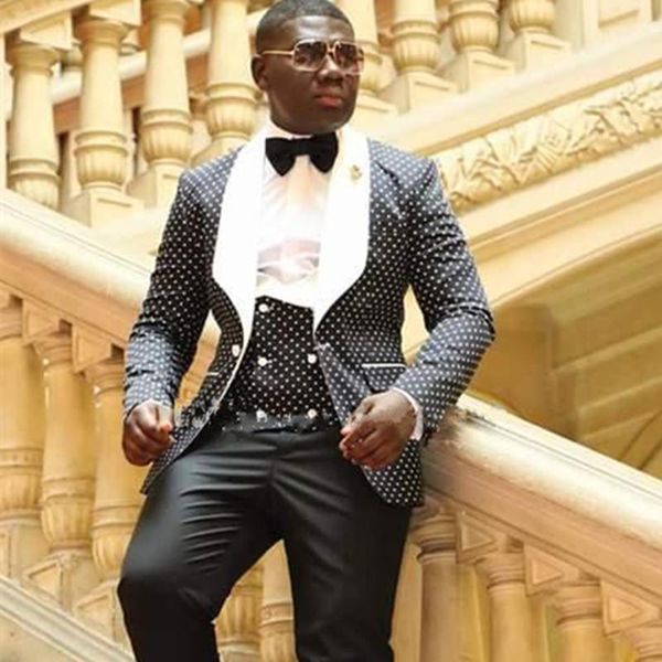 

groom tuxedos groomsmen one button shawl lapel man suit wedding men's blazer suits custom made (jacket+pants+vest) & blazers, White;black