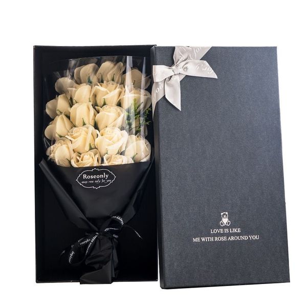 Handgefertigter 18-teiliger Seifen-Rosenstrauß, künstliche Blumenpflanze, Hochzeit, Geburtstag, Weihnachten, Hochzeit, Valentinstag, Geschenk, Heimdekoration mit Box