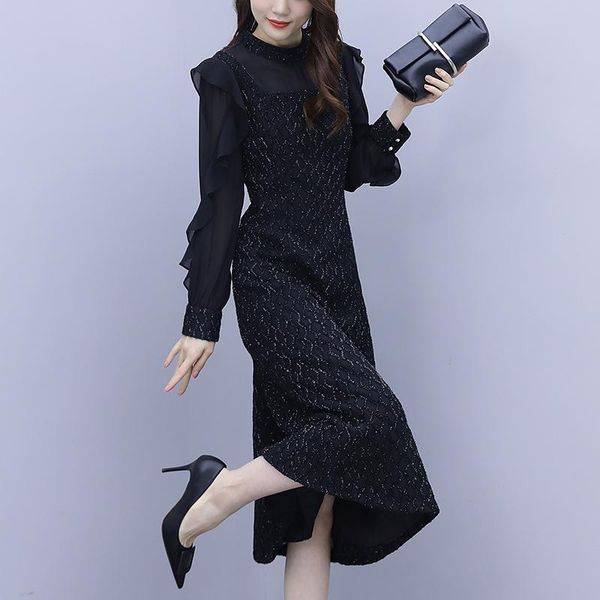 

plus size women dress spring dresses black 1005 casual, Black;gray