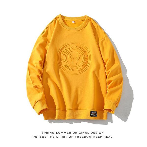 

men's sweaters spring and autumn fashion men's printed solid color hoodedless oversized hoodie casual sweatshirts plus size s-4xl, White;black