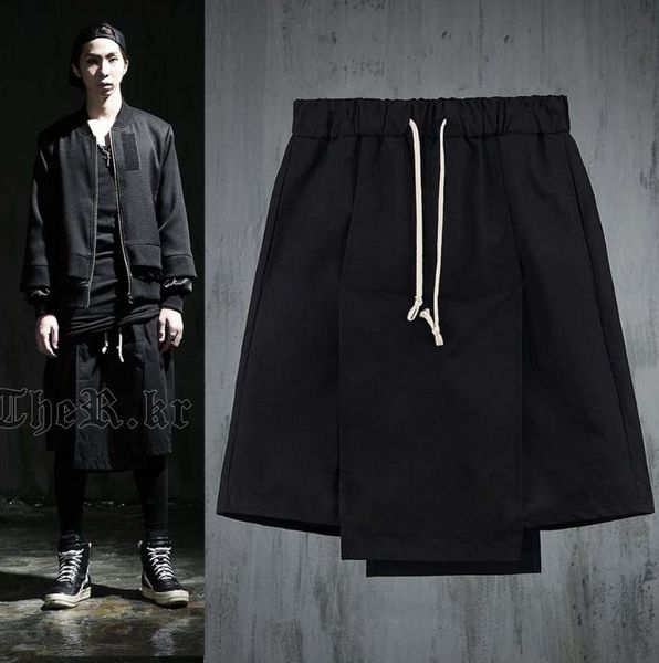 

men's pants 2021 plus size clothing culottes dance style hiphop nightclubb singer costumes skirts, Black