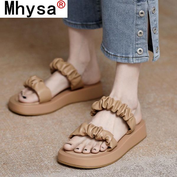 

sandals 2021 summer slippers women shoes fashion pu braided chunky platform sandal ladies flip flops casual beach female slides, Black
