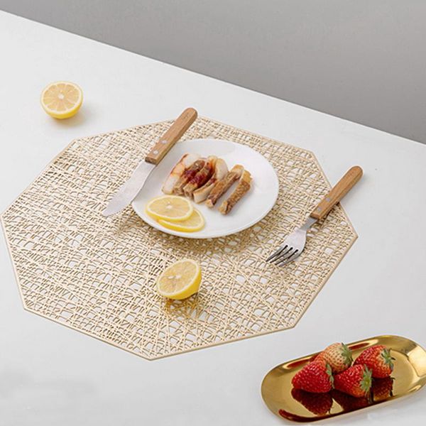 

table runner pvc placemats octagonal hollow waterproof non slip mats heat-insulated pad home decoration dinner placemat