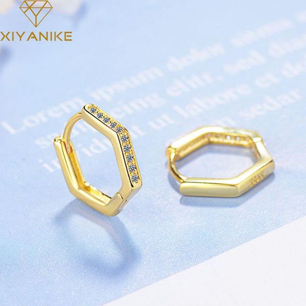 

prevent allergy 925 sterling silver earring sparkling single row zircon stud earrings fashion party jewelry for women, Golden;silver