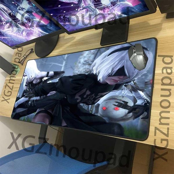 

mouse pads & wrist rests xgz large gaming pad black lock edge anime nier: automata machine swordsman hd custom computer table mat rubber non