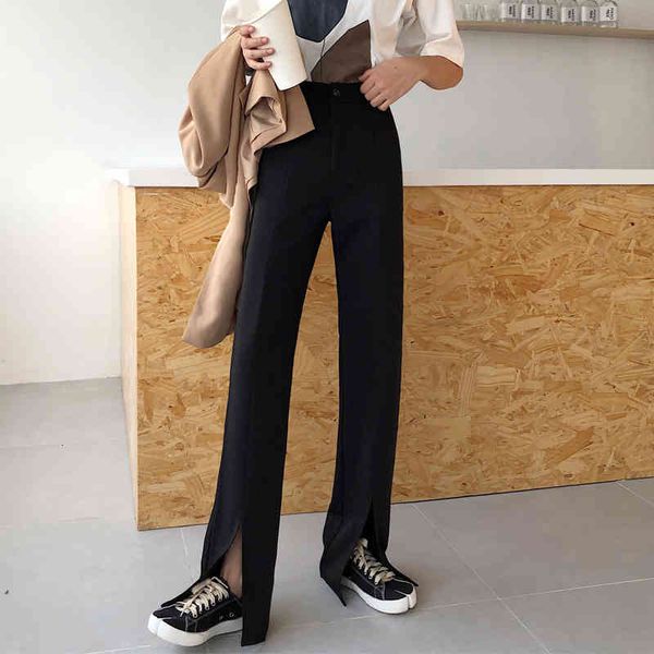 

capris women's straight high waist leisure wide leg pants, fashion suits, spring and summer novelty, Black;white