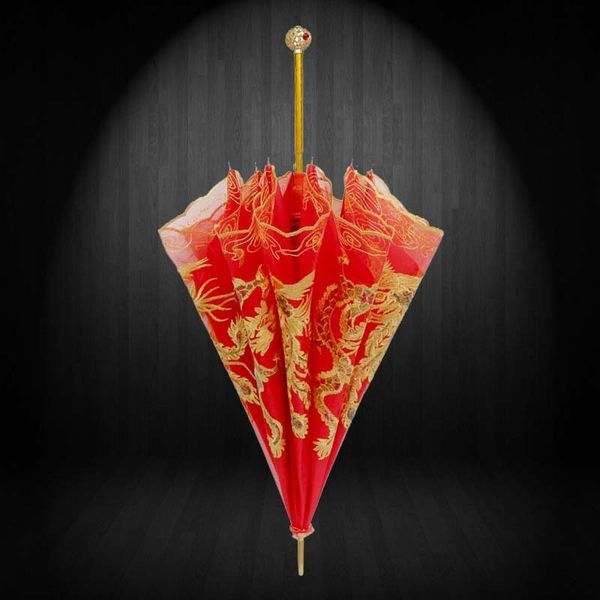 

long handle chinese double creative bride's wedding red umbrella