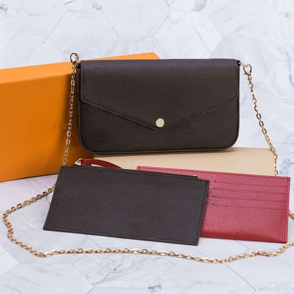 

3pcs set women shoulder msenger chain strap cross body bags ladi flap purse clutch bags tot with box dust bag prettyplus