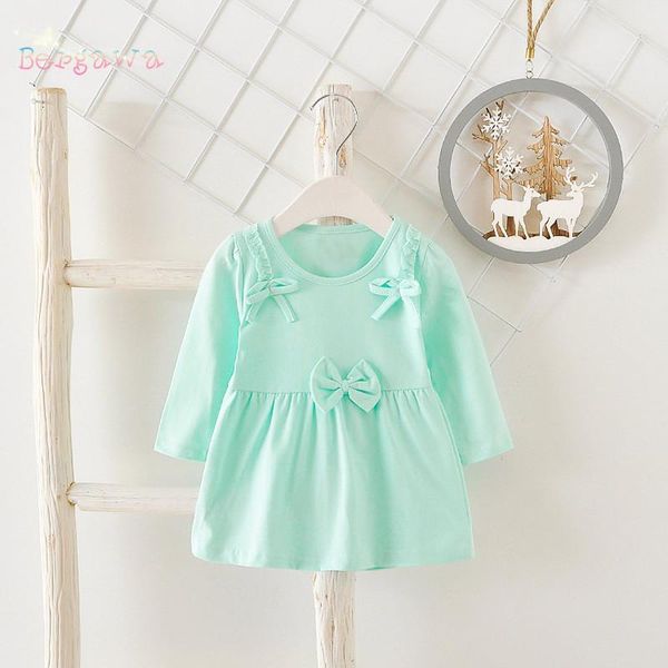

girl's dresses sale fashion spring long sleeve o-neck bow baby party girls kids children's dresses, casual princess infants dress, Red;yellow