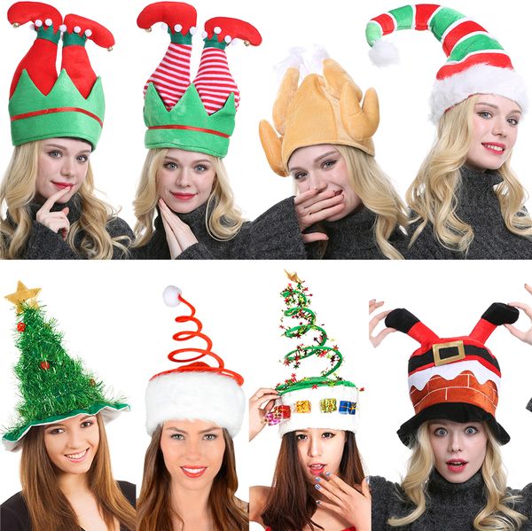 Natale cappello peluche elfo santa cappello decorazione decorazione natale tappo tacchino cappelli Cappelli Capodanno Xmas Party Puntelli Decorazione