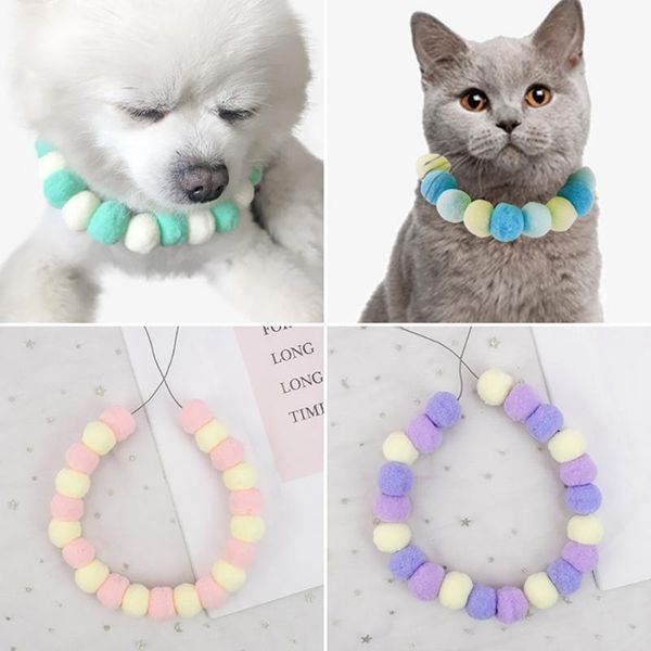 

adjustable cat necklace dog pet accessories for small big large dogs rainbow ball puppy collar scarf collars & leads