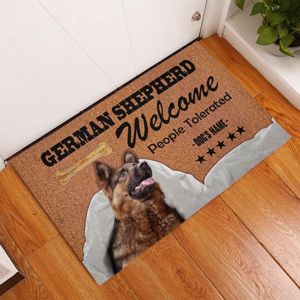 

cloocl animals carpets doormats 3d graphic german shepherd welcome people tolerated floor mat diy dog name funny door mats