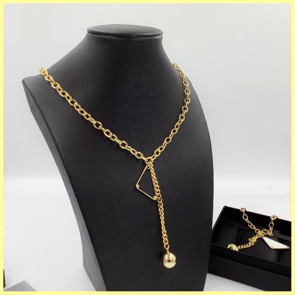 

mens necklace women luxury designer necklaces triangle pendant p necklace jewelry fashion gold necklaces chain link wedding party 21090702r, Silver