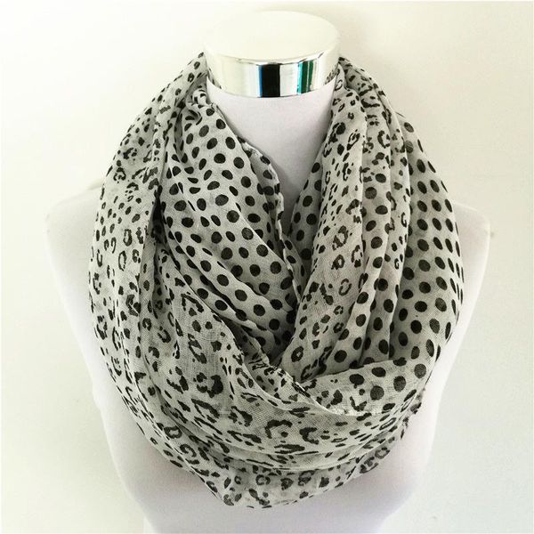 

scarves fashion female leopard print scarf dot women infinity four reason circle bufandas lady long stripe ring, Blue;gray